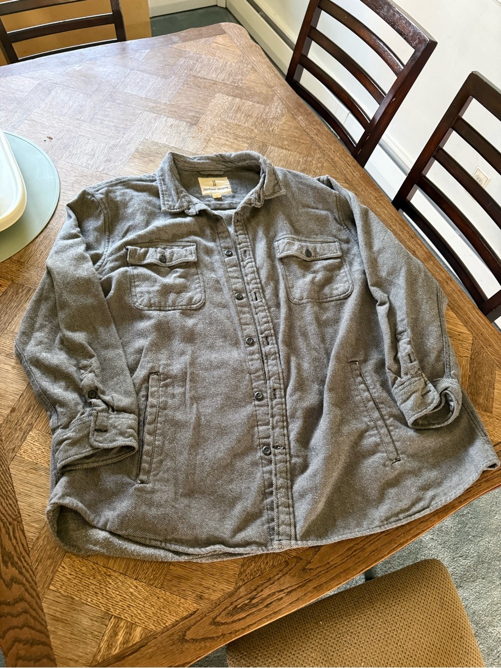 Mural Weave Men's Lightweight Gray Stripped Shirt Jacket